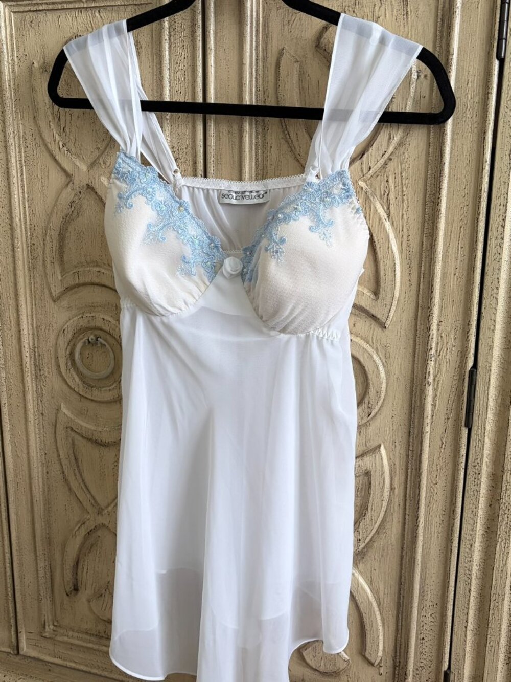 Cinema Etoile sheer white floral embroidered bustier bra top s/m